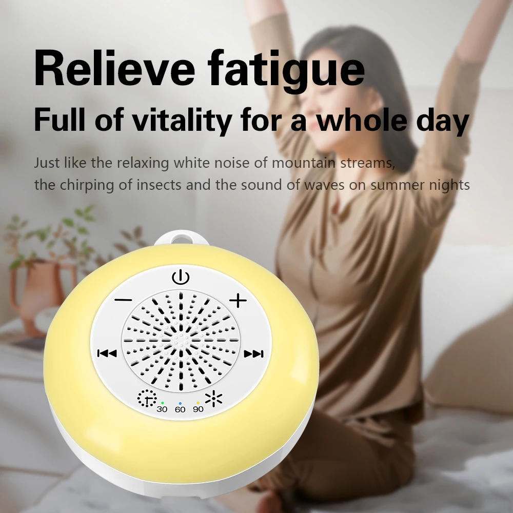 Baby Sleep White Noise Machine USB Rechargeable Timed Shutdown Sleep Machine Baby Sound Player Night Light Timer Noise Player