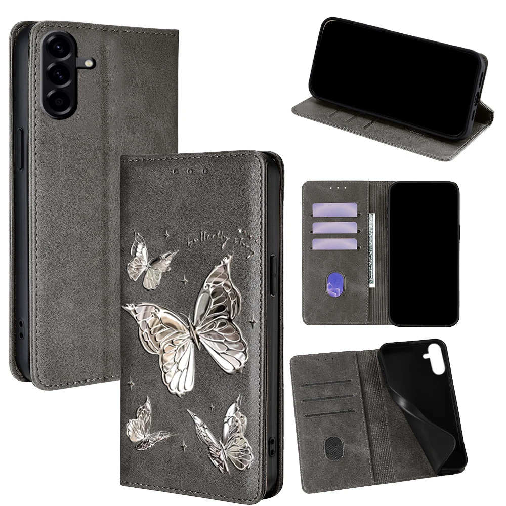 Mode Schmetterling Muster Ledertasche für Samsung Galaxy A17 A07 A56 A36 A26 Samsung S25 Ultra S25 FE S24 S23 S22 Plus Abdeckung
