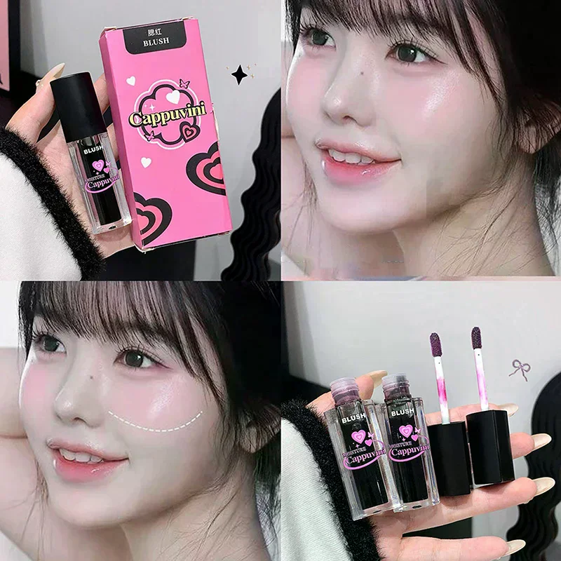 Cappuvini Czarny Płynny Róż do Policzków, Ust i Oczu Zmieniający Kolor, Kryształowy Nawilżający Róż, Transparentny Żel Zmieniający Kolor, Kremowy Róż