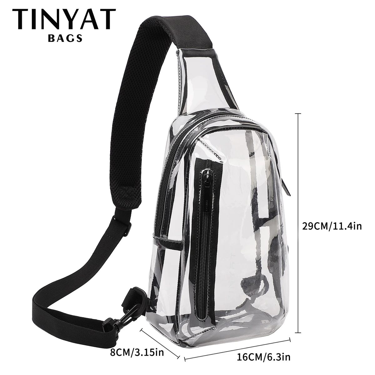 TINYAT Clear Crossbody Man Chest Bag Brand Small Men Shoulder Bag Women Waterproof Chest Bag USB Charging Fashion Bags