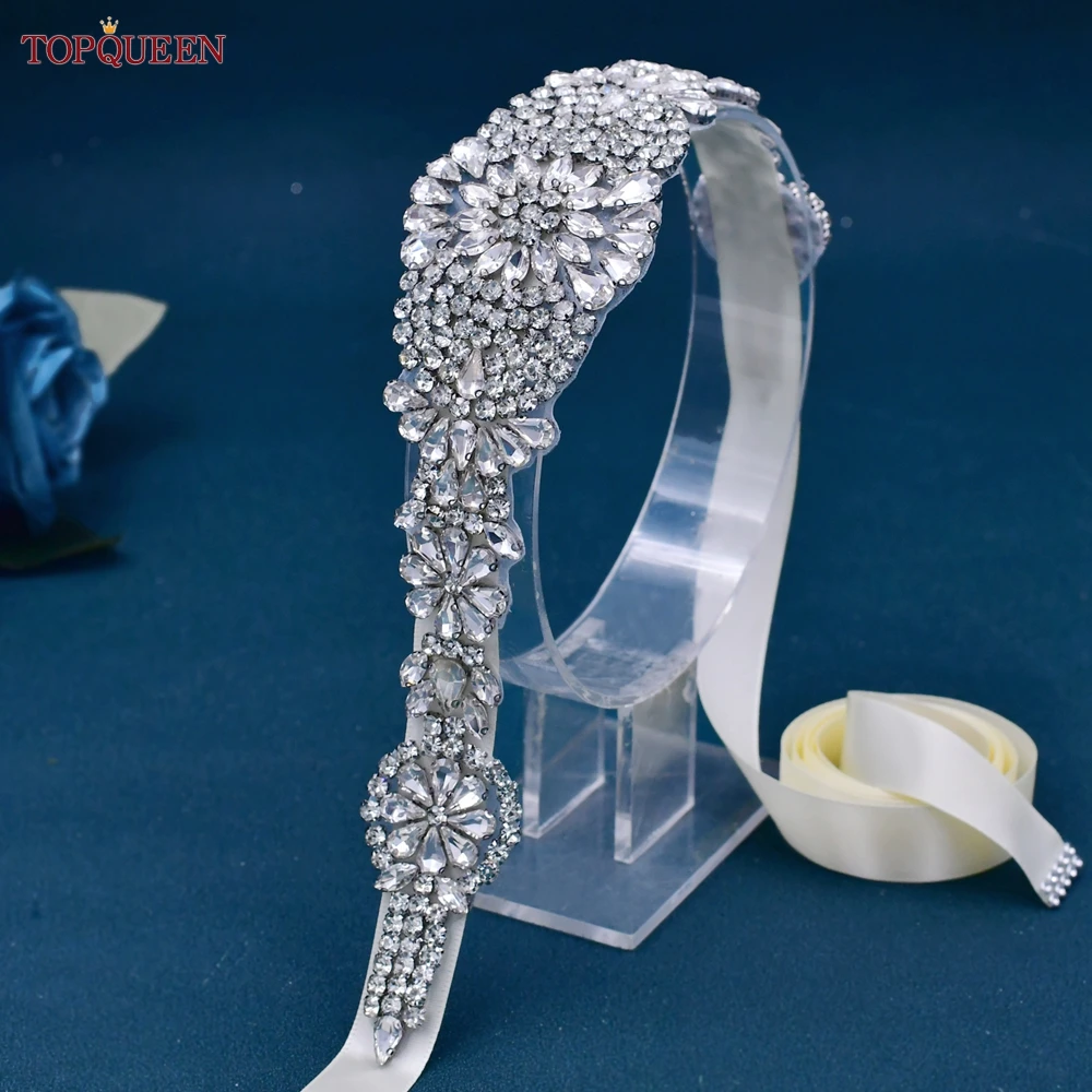 TOPQUEEN-Cinturón de lujo S123 para mujer, faja completa de diamantes de imitación para vestido de novia, accesorios de dama de honor, apliques de Joya, faja de caftán