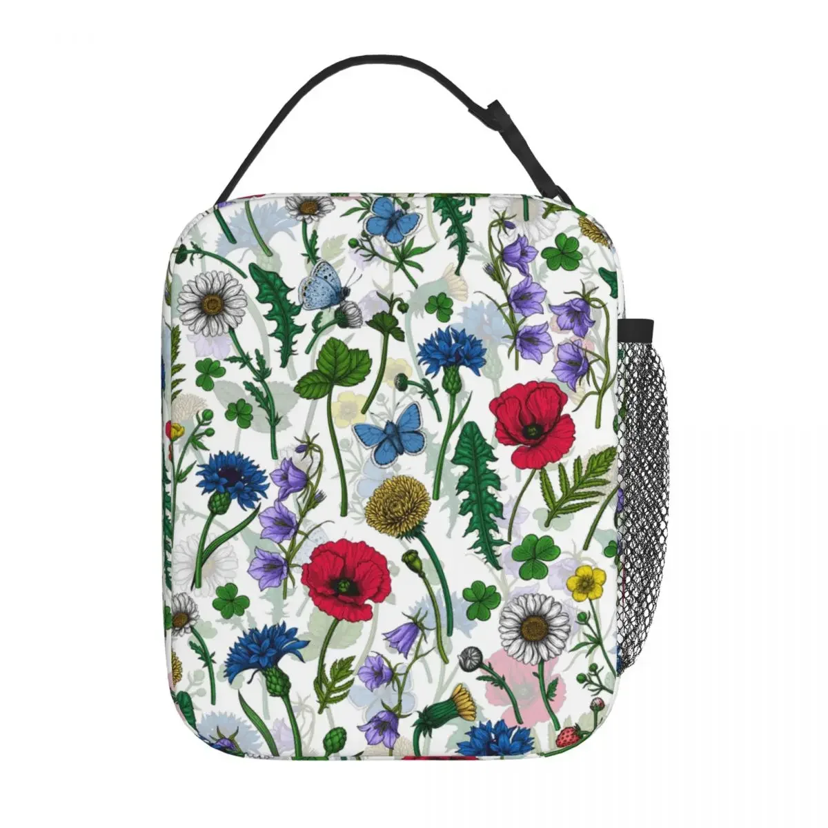 Wildflowers Flowers Floral Insulated Lunch Bag Thermal Bag Reusable Large Tote Lunch Box Food Handbags Office Travel