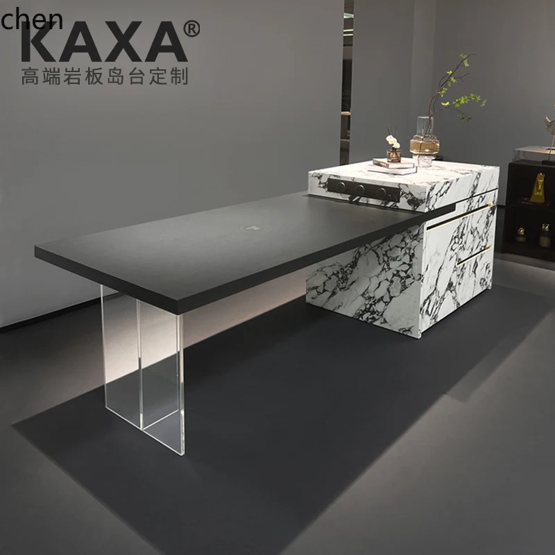 HXL island table integrated small apartment retractable rock slab plus sink advanced guide platform