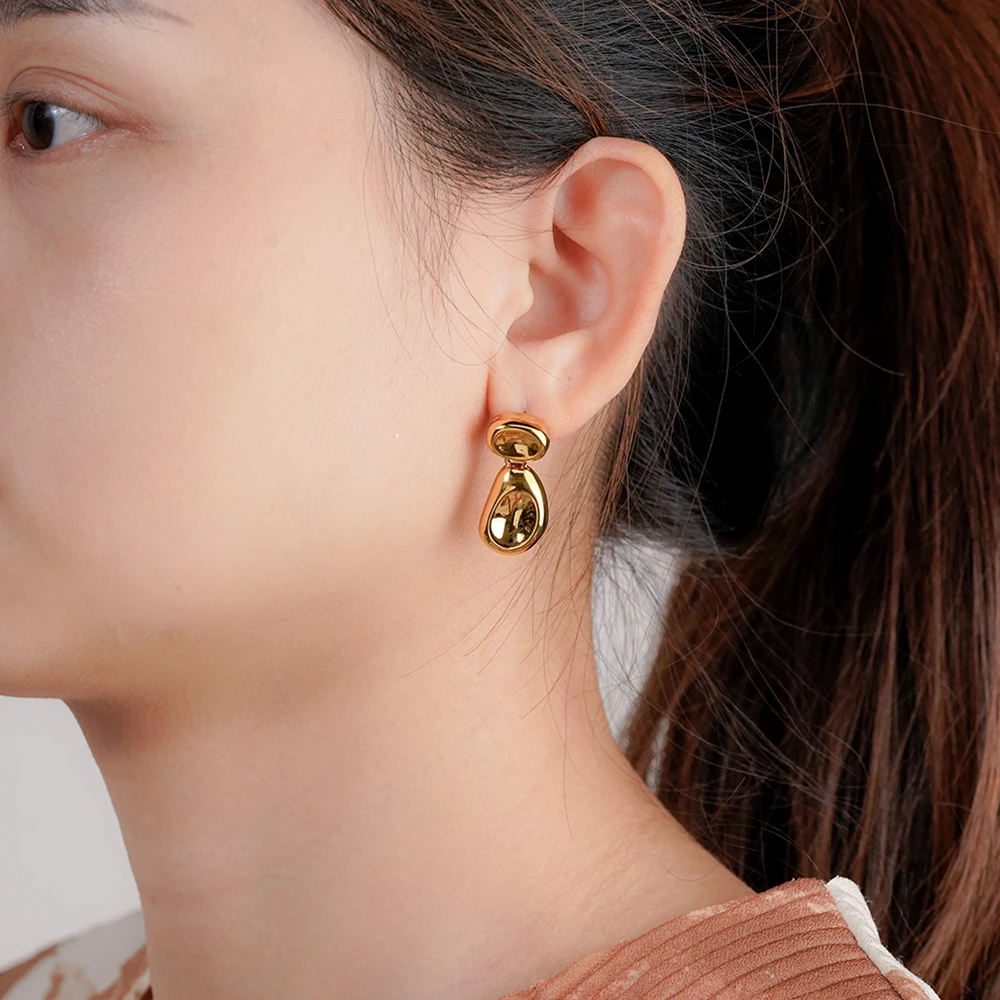 ENFASHION Aretes De Mujer Irregular Concave Stud Earrings For Women's Stainless steel 18K Plated Gold Decliate Jewelry E251816