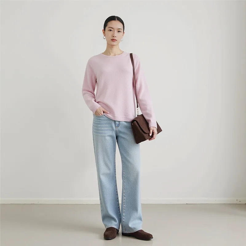 

Бумажный человек! Свитер из 100% шерсти с круглым вырезом, женский топ, ленивый свободный пуловер с длинными рукавами, вязаная базовая рубашка, свитер