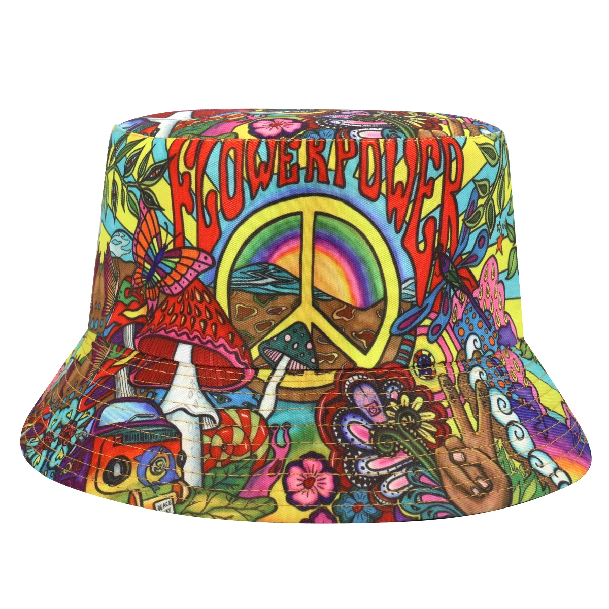 Mushroom Print Panama Women Men Summer Outdoor Sun Production Fisherman Hats Unisex Sunscreen Beach Fishing Reversible Hiphop