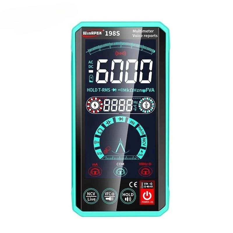Multimeter Cerdas 198S Meteran Universal Sentuh Suara Presisi Tinggi Tukang Listrik Otomatis Cerdas Khusus Anti Bakar