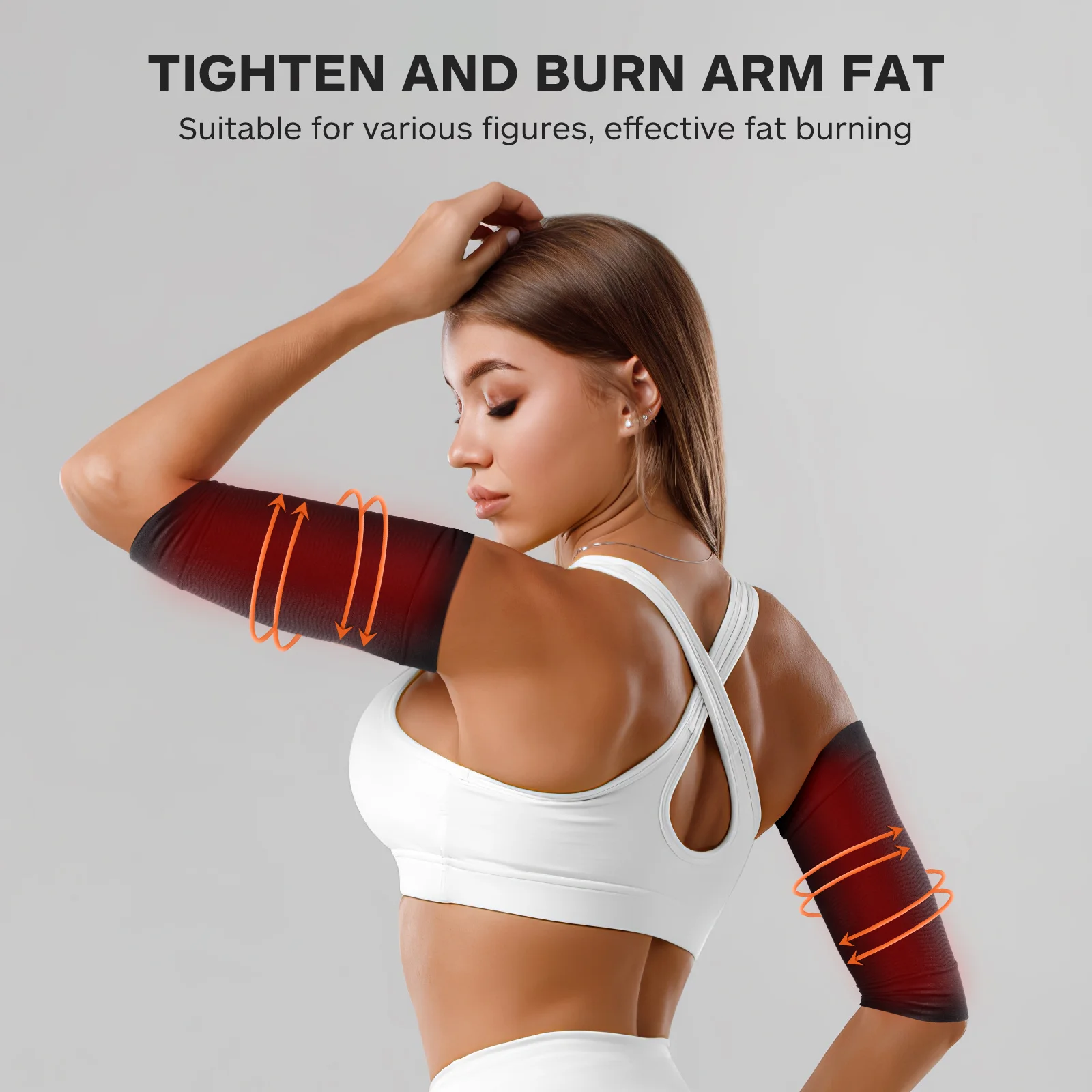 1 Pasang Pembentuk Lengan Pelangsing Pembakar Lemak Ringan Tanpa Jahitan Elastis untuk Wanita Olahraga Gym Berjalan
