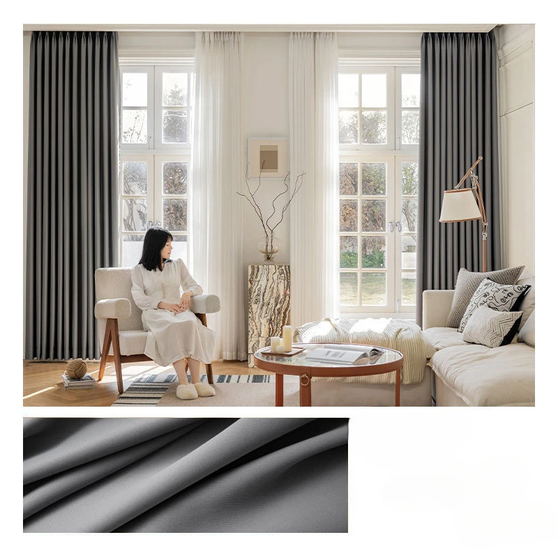 

Korean Style Modern Simplicity Curtains for Living Room Bedroom Dining Room High Precision Heat-insulating and Sunscreen Curtain