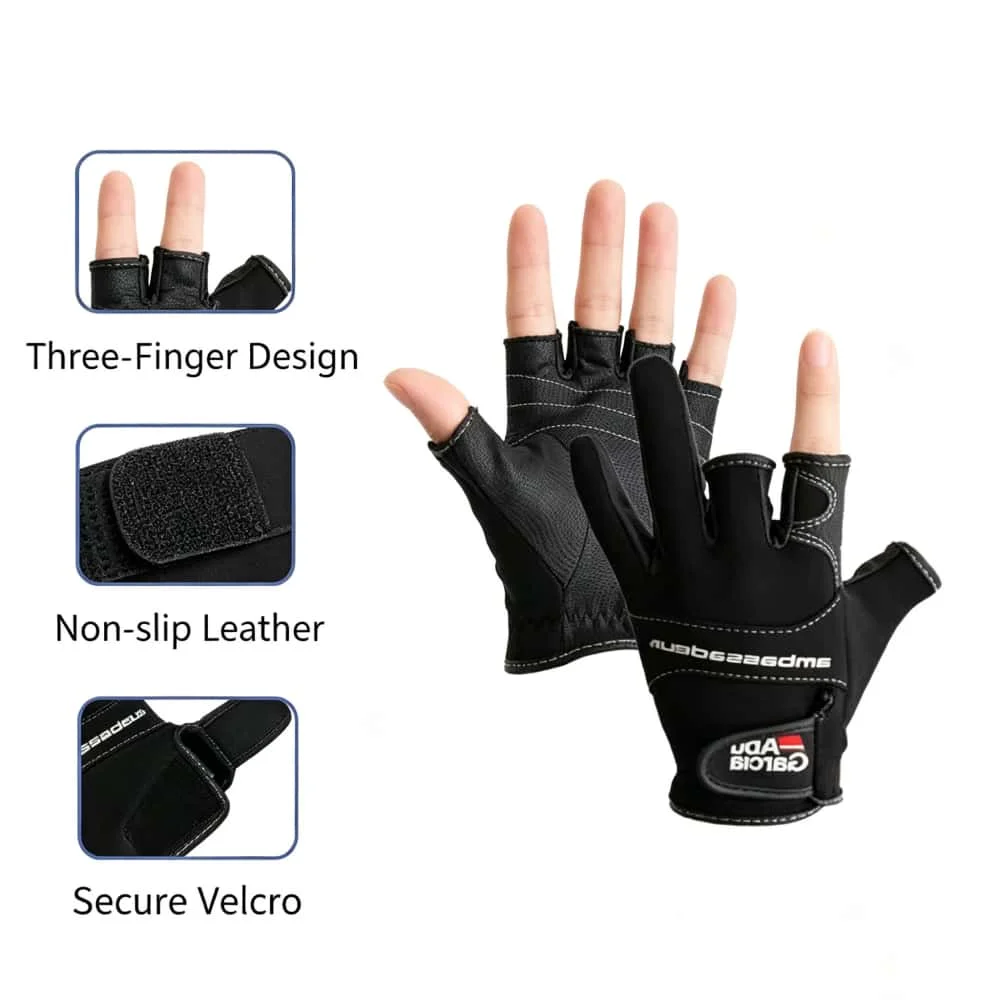 Abu Garcia Angelhandschuhe, schnell trocknend, atmungsaktiv, rutschfest, wasserdicht, mit Klettverschluss, verstellbar, für den Außenbereich, Salzwasser-Angelschutzhandschuhe – Detail 8