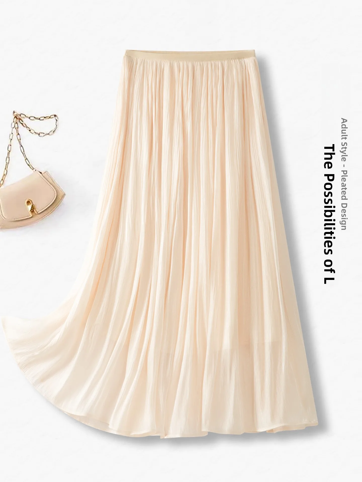 High Waist A-Line Skirt Women's Summer Thin New Style Cover Hip Gauze Skirt Elegant Medium Length Pleated Skirt Casual Wear