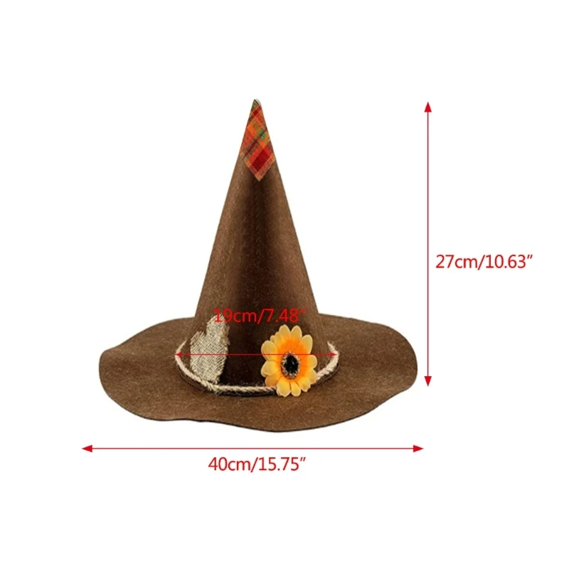 Chapeau d'Épouvantail pour Homme, Femme et Enfant, Accessoire de Costume de Sorcier, Tournesol, Cosplay, ixd'Halloween