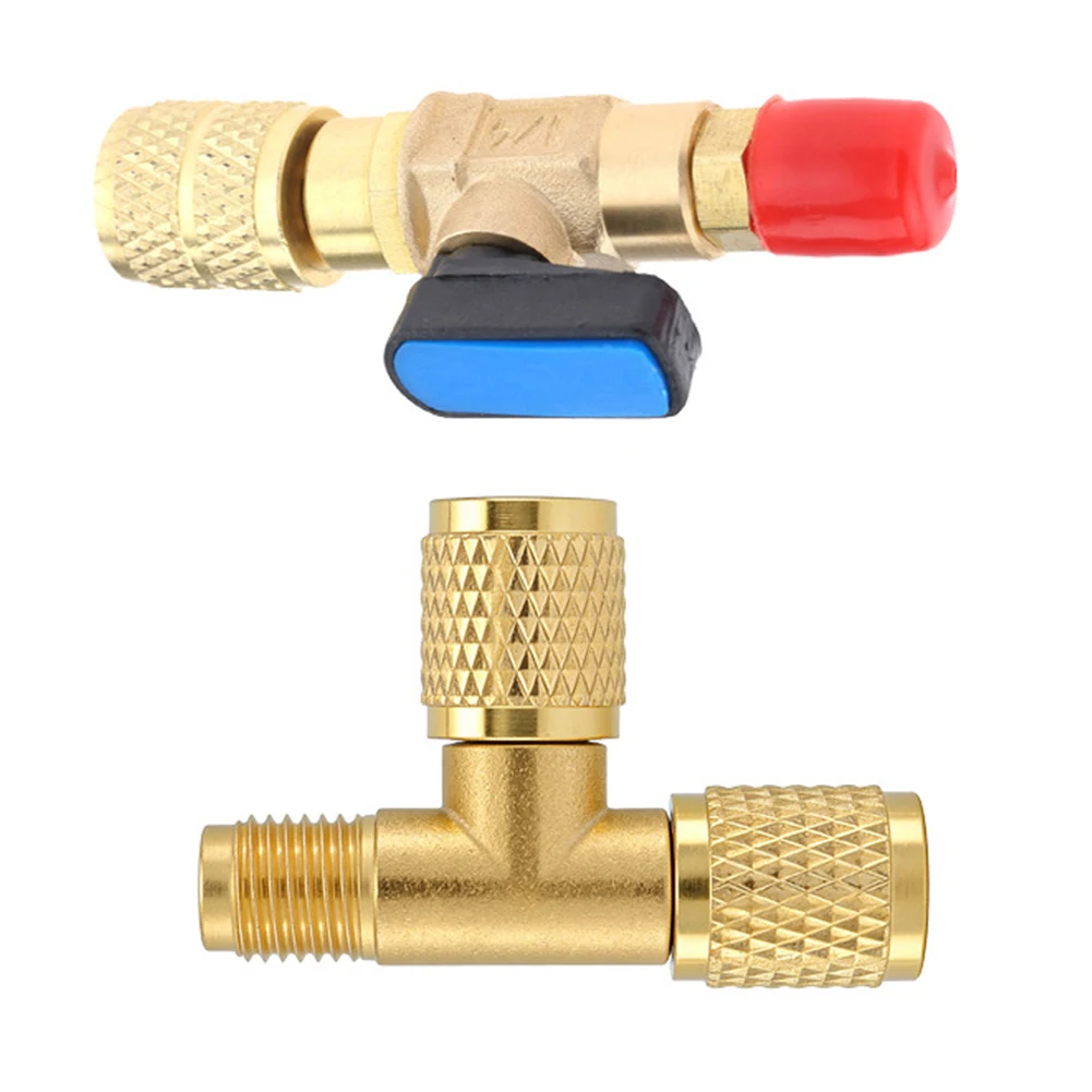 1Pcs Quick Coupler Tee Adapter With Ball Valves Set For Vacuum Gauge Connect Pump Tee Flying Connect Tee Valve 3 Way 1/4