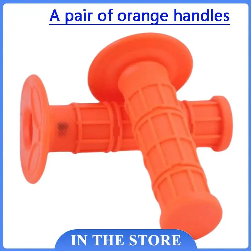 Universal motorcycle flange anti slip grip handle covers pair orange