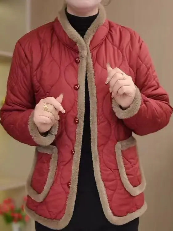 

Модная одежда для мам: утепленная хлопковая куртка с флисовой подкладкой, осенне-зимняя верхняя одежда для женщин среднего и старшего возраста.