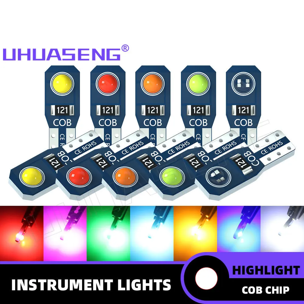 

UHUASENG 10PCS Meter W3W Lamp T5 Led 17 COB 73 74 Instrument Dash Dashboard Indicator Neo Wedge Signal Bulb Auto 12V Car Light