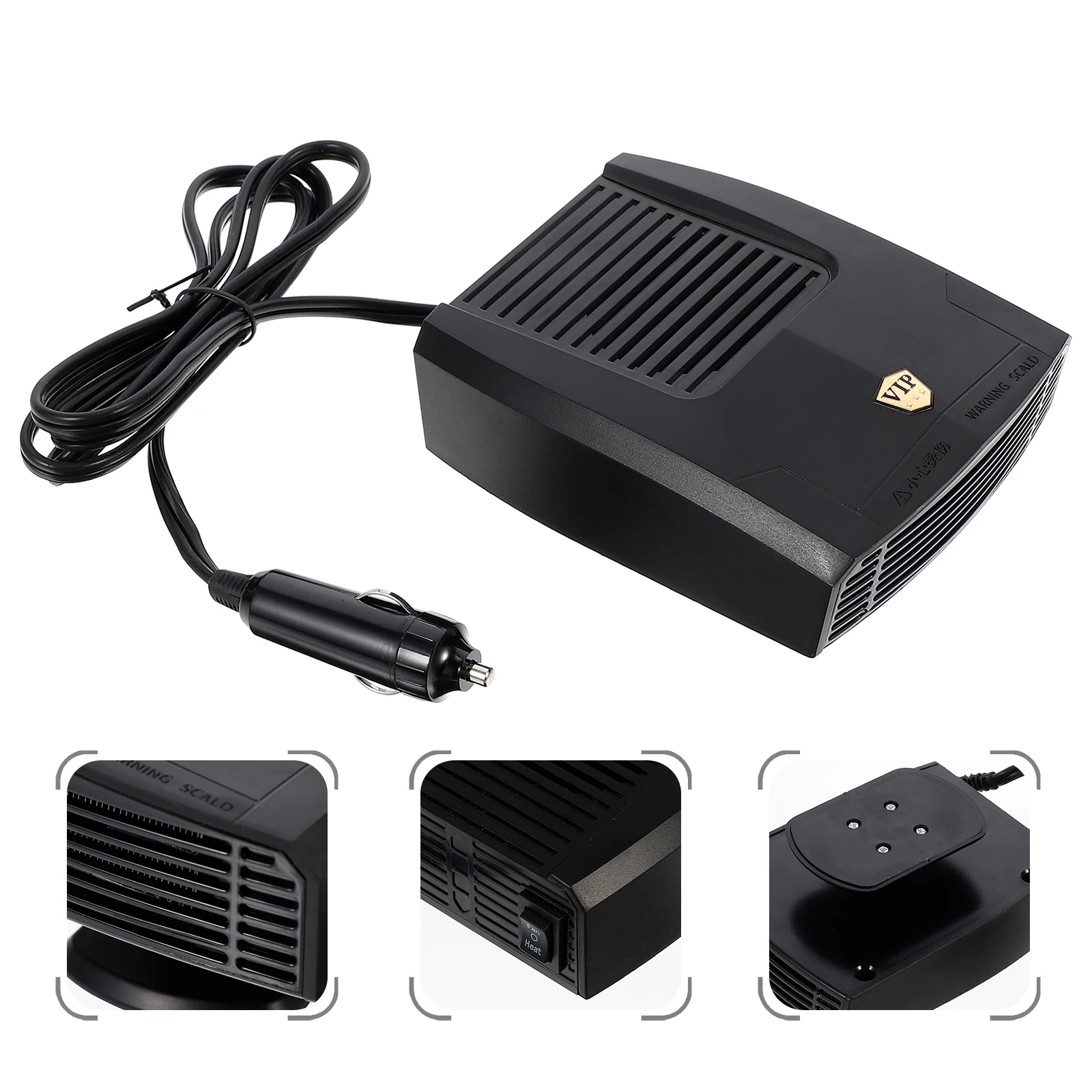 

Portable Car Heater ABS Fan Warm Machine Black Small Compact Lightweight Winter Defogger Demister Strong Wind Two Speeds Vehicle