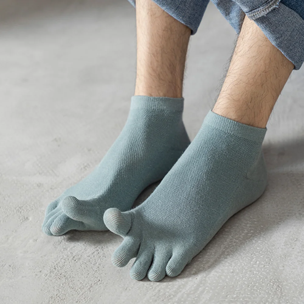 جوارب رجالية قطنية ممتصة للعرق بخمسة أصابع جوارب للكاحل جوارب شبكية مجوفة للرجال بخمسة أصابع جوارب رفيعة للغاية منخفضة القطع للرجال #2