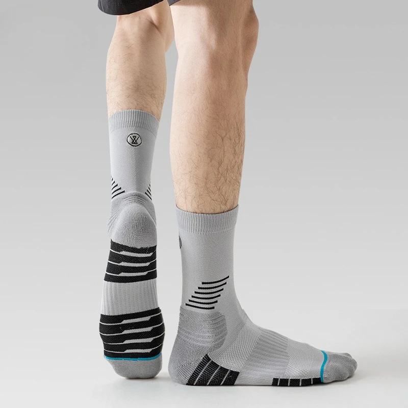 【10 Pcs 】Mid Length Socks Men's Running in Spring New Towel Bottom Breathability Odor Prevention