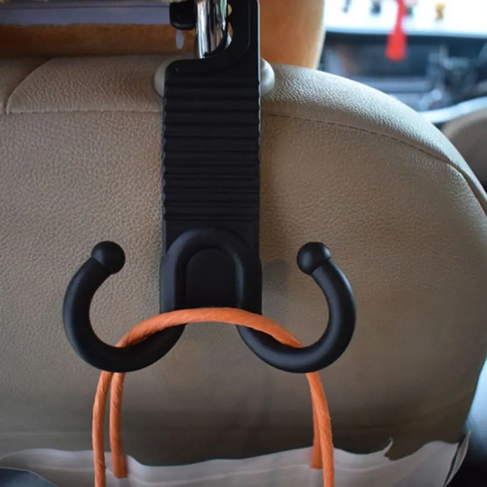 Practical 1 Pair Seat Back Food Holder Double Hook Claw Type Hook Seat Headrest Hanger Bag Clip Car Cargo Hook