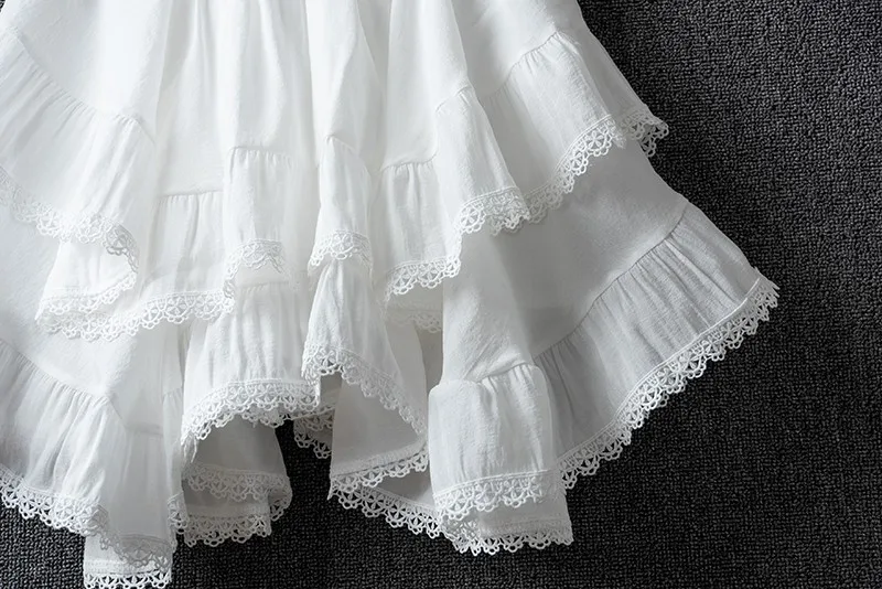 Summer Irregular Lace Round Cotton Linen Mini Skirt, High Waist Short Skirts For Women 2025