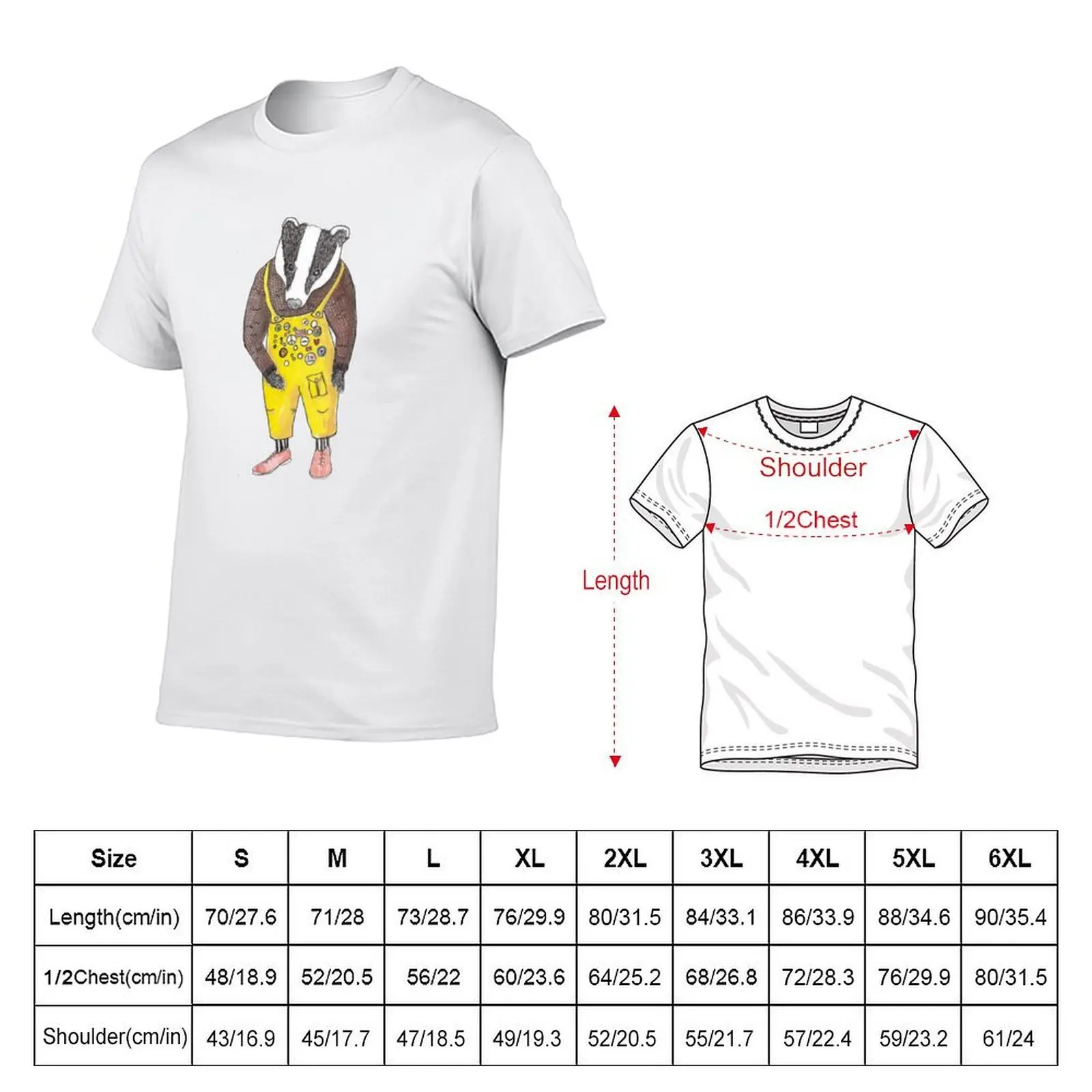 Badger Badges yellow dungarees T-Shirt Athletic Fit Sports Short Sleeve Top
