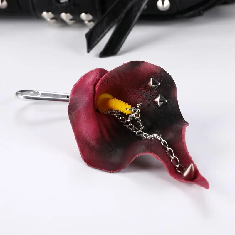Simulationsblume Orchidee Lilie Schlüsselanhänger Handgefertigt mit Bohrungen und Nadelstichen Bunter Blumen-Taschenanhänger Rucksack-Dekoration – Detail 4