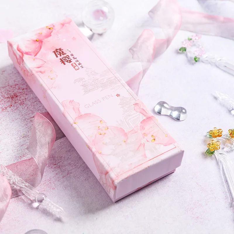 Magic Flower Glass Pen Starry Sky Dip Pen Set Student Gift Creative Crystal Fountain Pen Glass Dip Pen Writing Kit With Ink