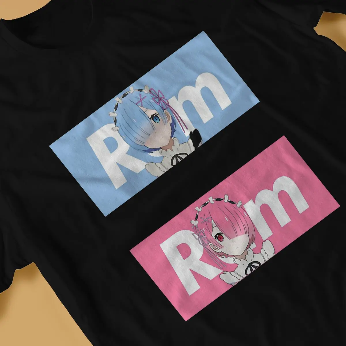 Humor Rem and Ram Pack Classic T-Shirts Men Round Collar T Shirts ReZERO Starting Life In Another World Short Sleeve Tees Gift