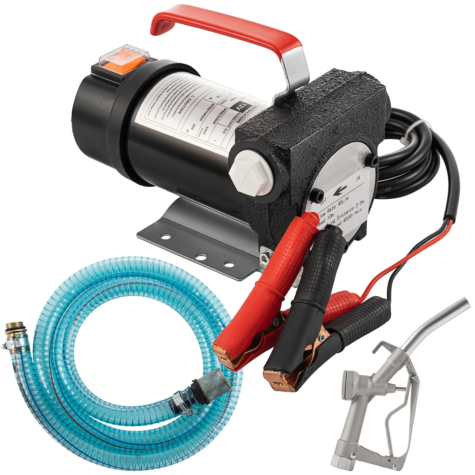 Diesel Fuel Transfer Pump Kits with Nozzle Hoses, Electric Self-Priming Fuel Transfer Extractor, Farm Equipment, 10.5 GPM, 12V