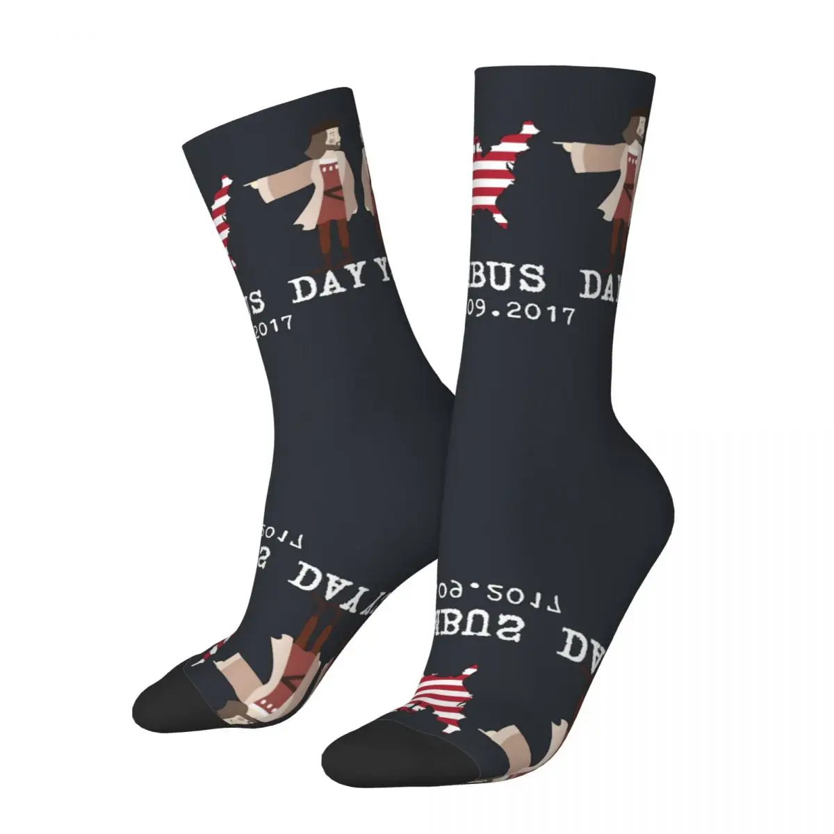 Funny Columbus Day Essential Sock for Men Vintage Columbus Day Quality Pattern Printed Crew Sock Novelty Gift official-website