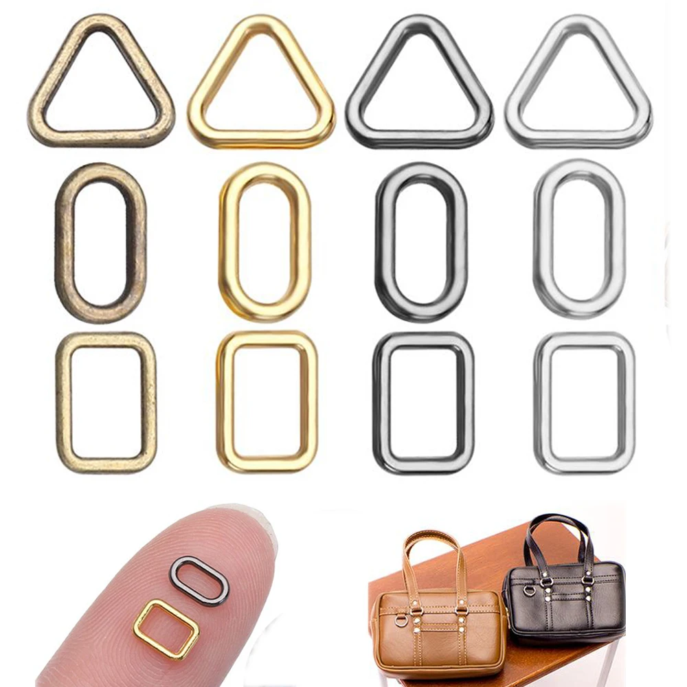 20Pcs 4mm Square/Triangle Buttons Mini Ultra-small Tri-glide Doll Bag Buckle Diy Dolls Bag Luggage Hardware Accessories 4Colors