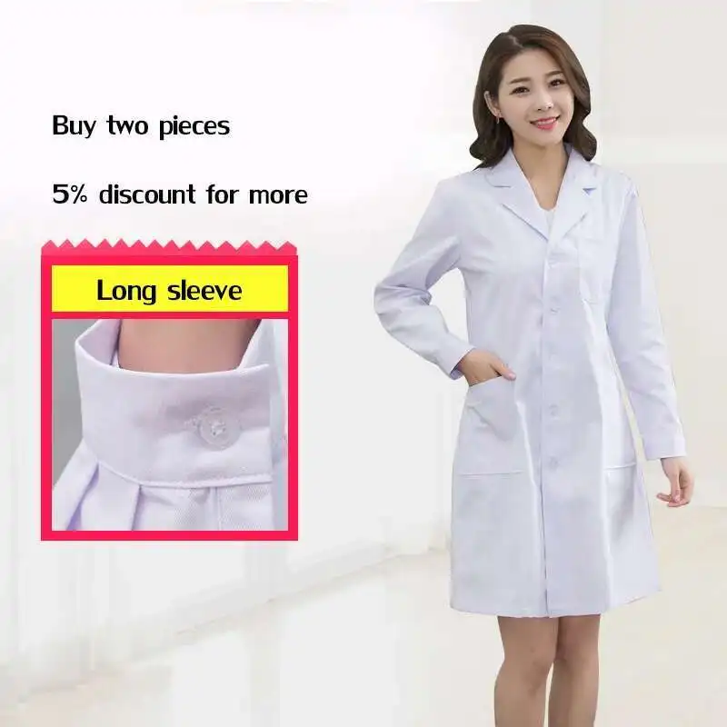 

High Quality White Lab Coat Hospital Doctor Slim Nurse Spa Nursing Uniform Scrubs Medical Uniforms Women