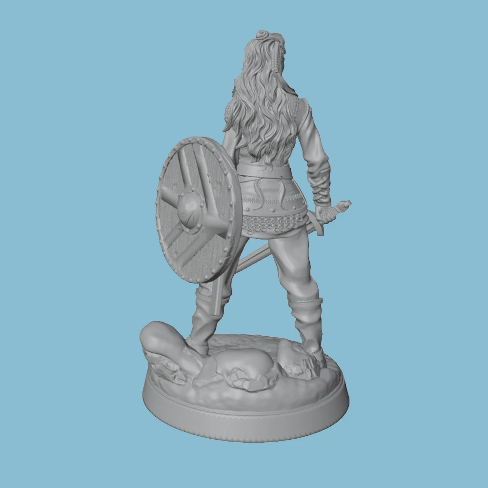 1/24 Nordic style Viking female warrior holding sword and shield, resin model kit, 3D printed gray model statue, unpainted