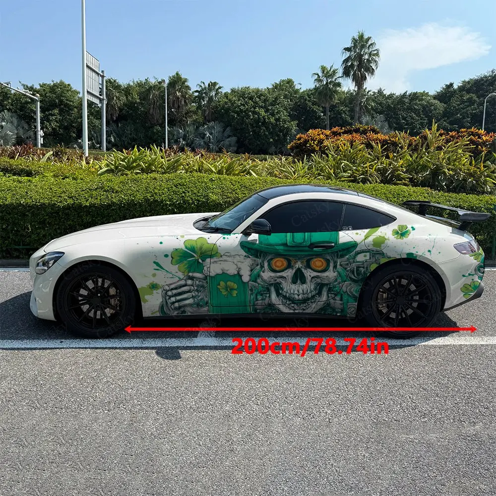 2pcs Gear Clover Skeleton, Durable, Fade-resistant, Enhance Vehicle Aesthetics With Bold Artistic Design Car Vinyl Wraps