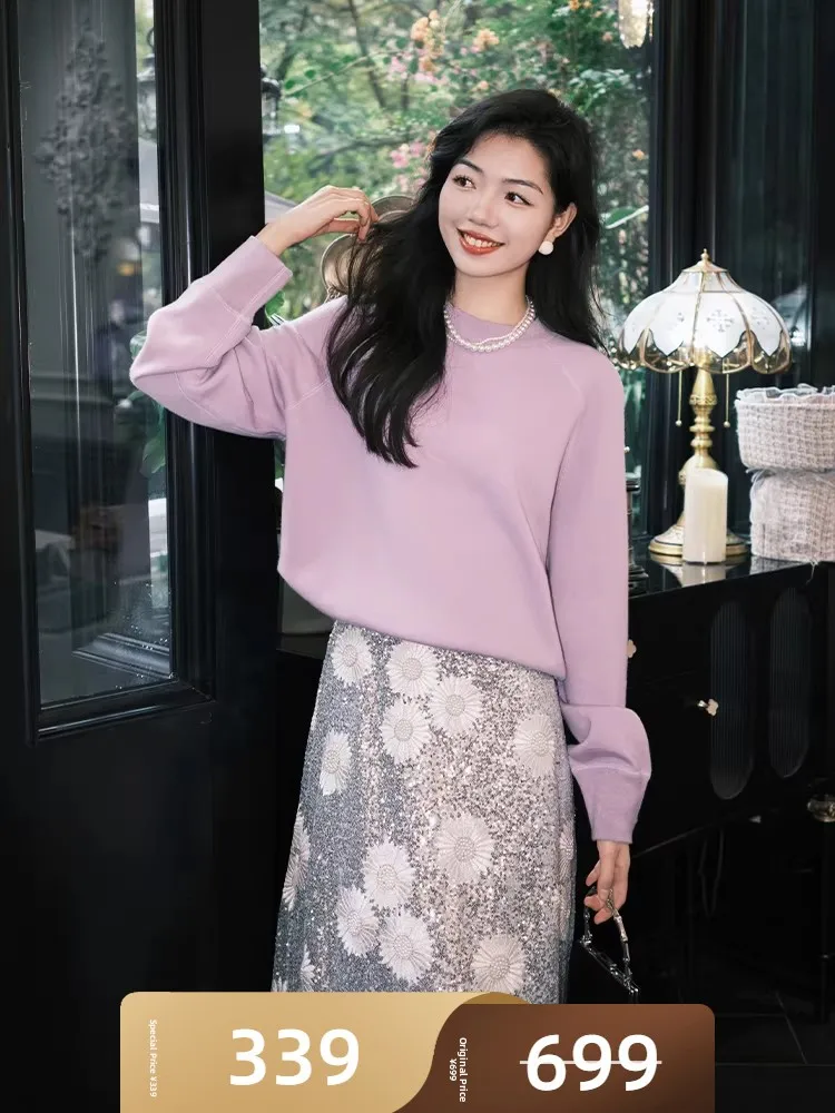 

MeiYang Special Offer Tea Le Knitted Sweater Simple round Ne Woolen Long Sve Casual Sle Autumn Winter Faion Women'...