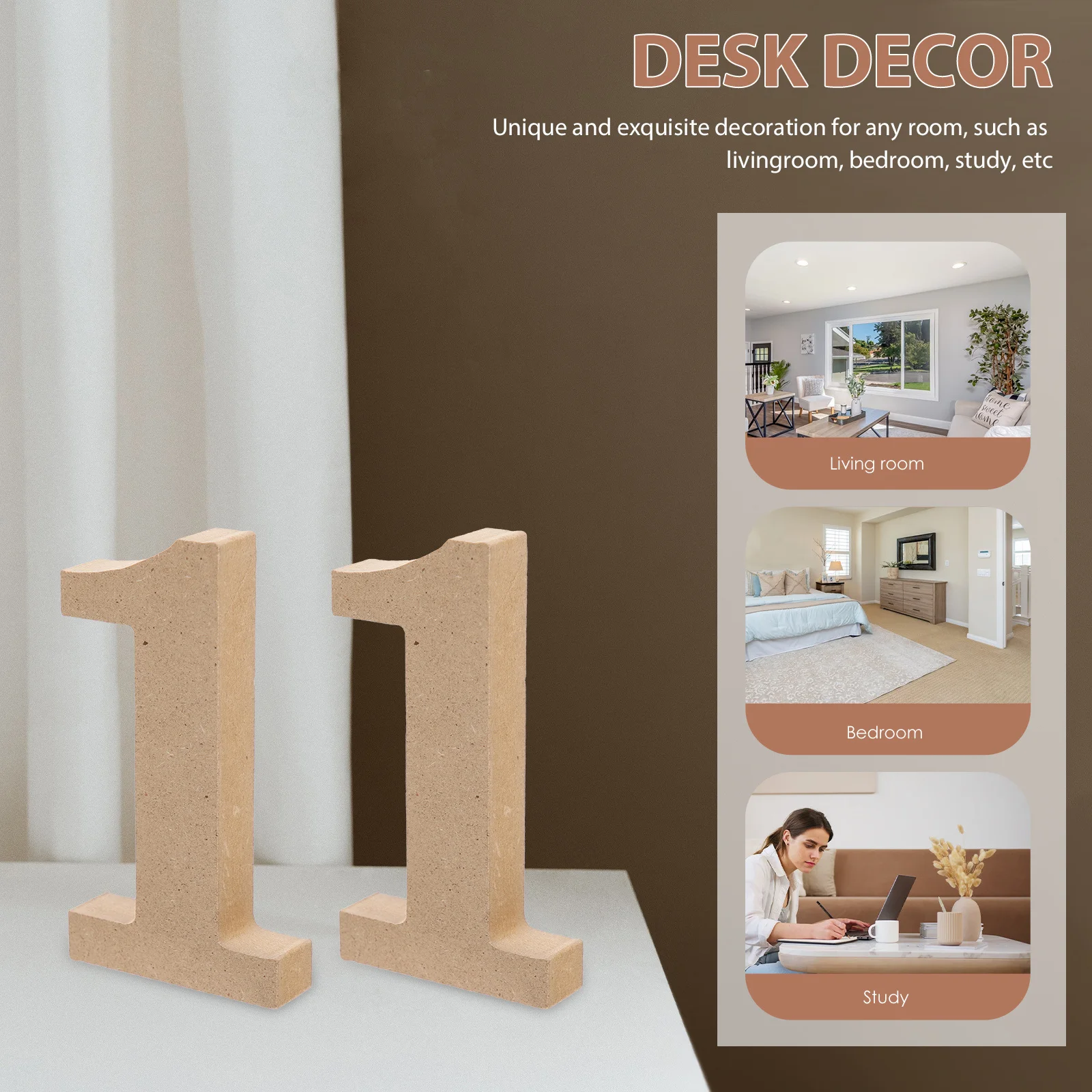 

5pcs Wooden 1 Sign Digital Wear-Resistant Table Decor For Home Party Accessory Party Desktop Decoration Craft Supply