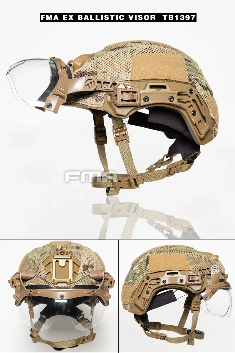 FMA EX Wendy Helmet Ballistic Visor Tactical Goggles Anti-Fog Lens Protective Mask for 3.0 Helmet Guide Rail M Size