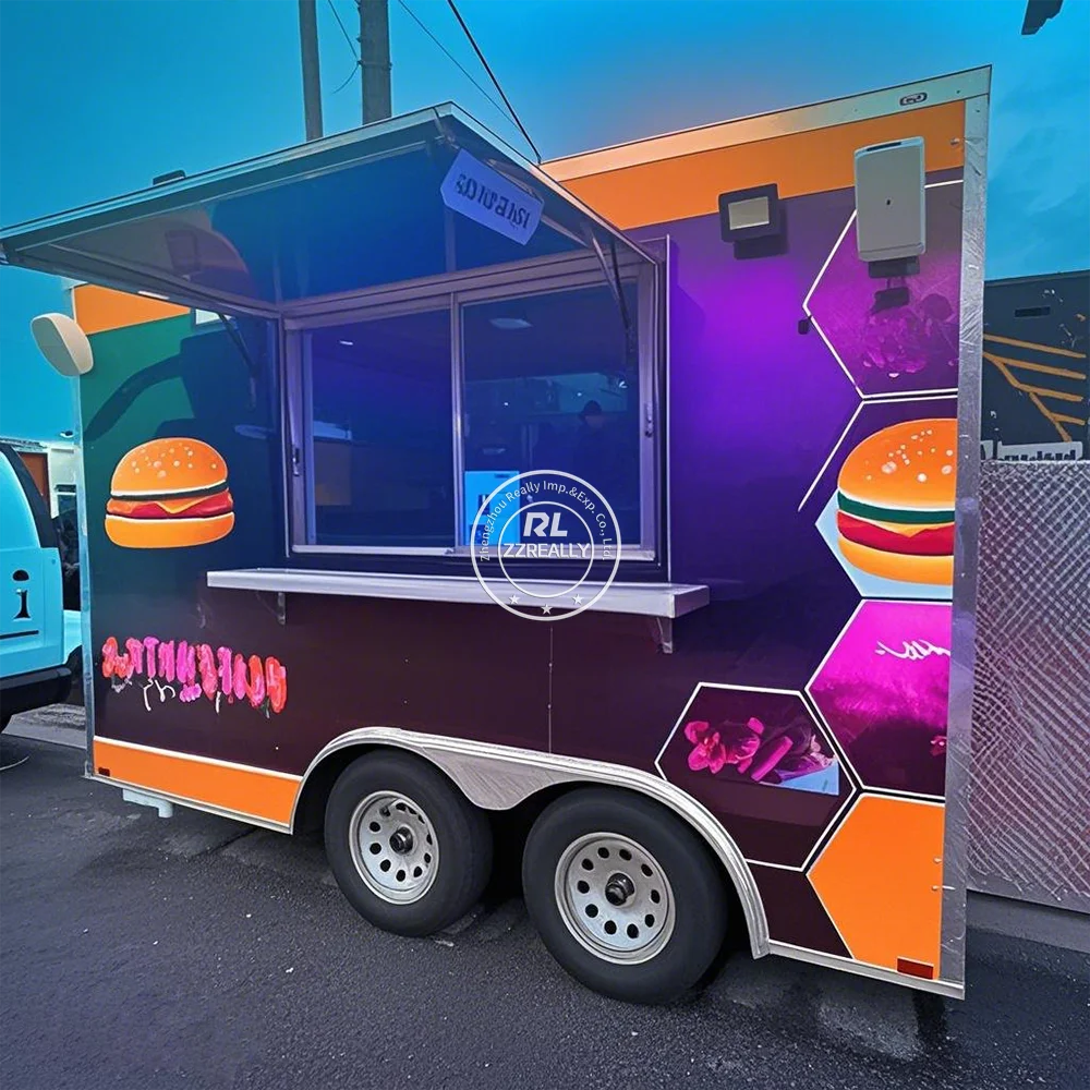 

Concession Hot Dog Cart Street Fast Food Trailer Fully Equipped Outdoor Restaurant Concession Food Truck With Kitchen