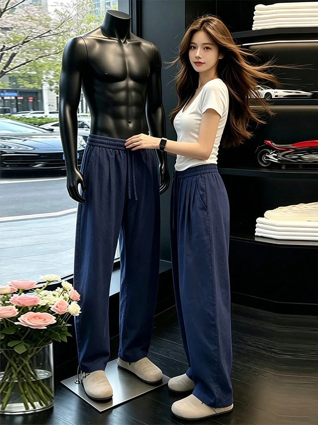 Lightweight Breathable Linen Cotton Casual Pants Men's Summer Straight Leg Knife  Loose Fit Comfortable Straight Leg Trou...