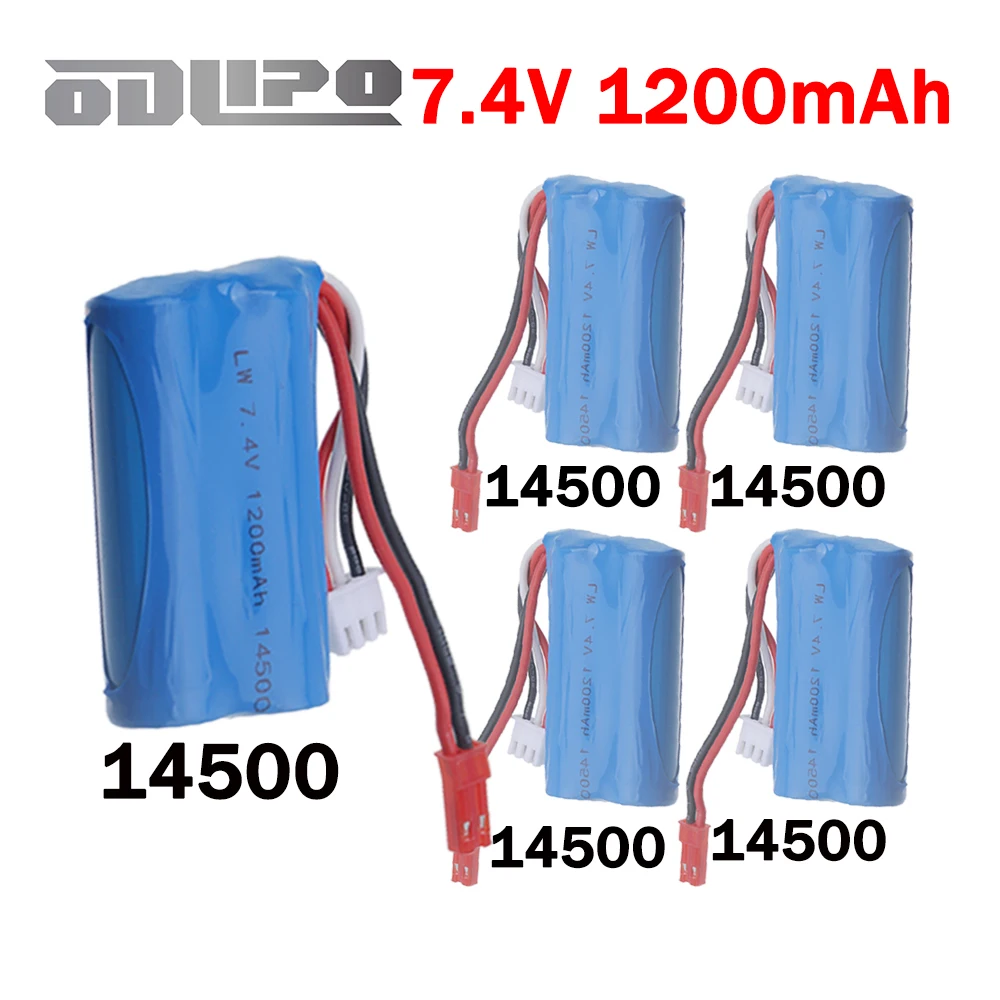7.4V Li-ion Battery for old version TKKJ Skytech H101 H105 H103 INTEY H105 RC Cars Boats Toys Parts, JST Plug 1200mah 14500 7.4V
