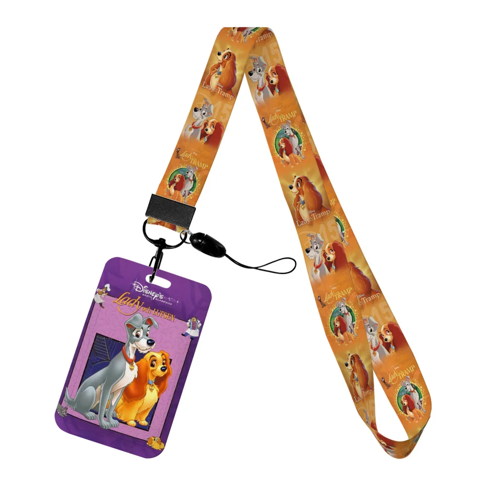 

Lady and the Tramp Card Holder Work Permit Name Badge with Keychains Student Id Card Lanyard Holder Accessories