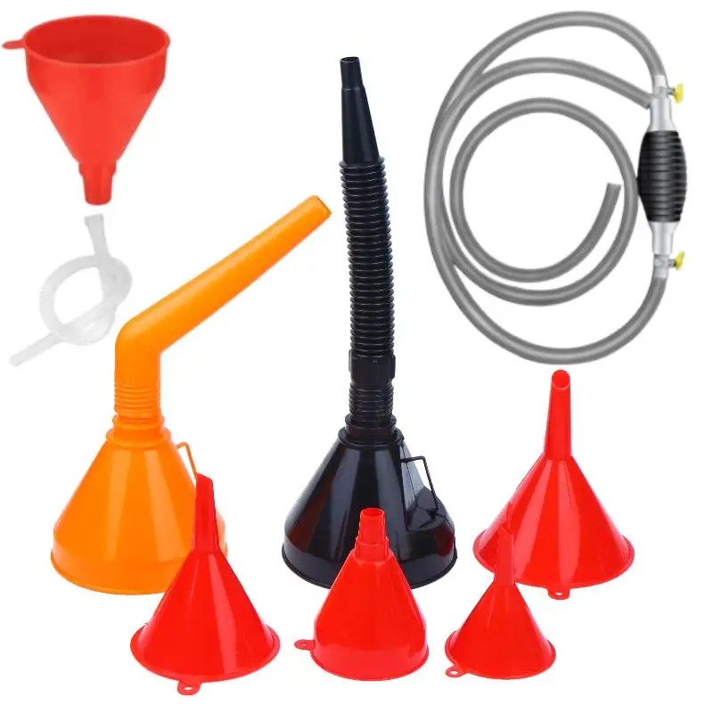 1 Set Car Motorcycle Oil Funnel Kit Plastic Right Angled Funnel Flexible Neck for Quick Oil and Fuel Refilling Car Repair Kit