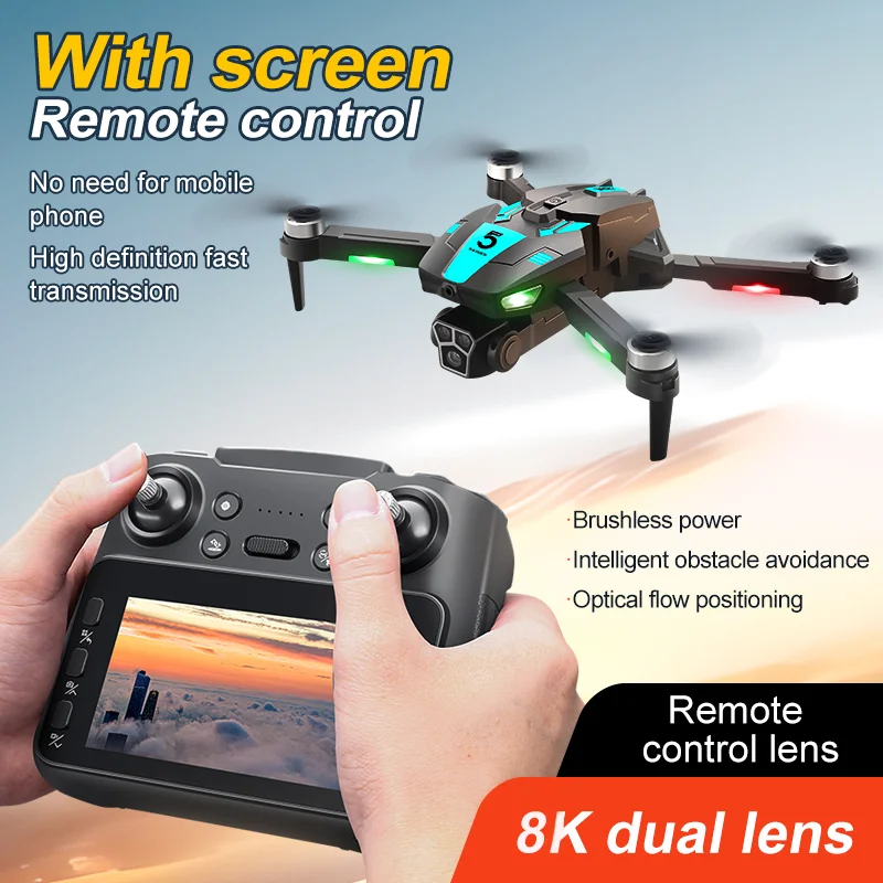 2025 nuevo Dron profesional M5s 8k HD con pantalla Cámara Dual RC Drone inteligente evitación de obstáculos juguetes para niños adultos regalo