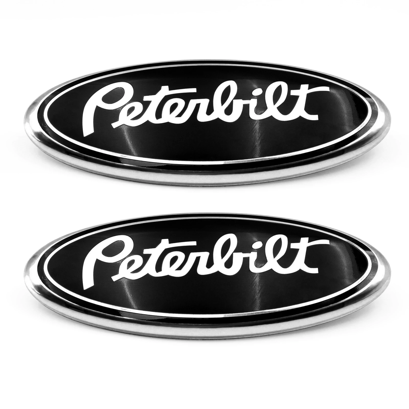 2PCS Black Peterbilt 9 Inch Oval Emblem Fit for 2005-2014 F-150 Car Truck Front Grille Tailgate Hood Emblem Badge 4L34-15402A-CA