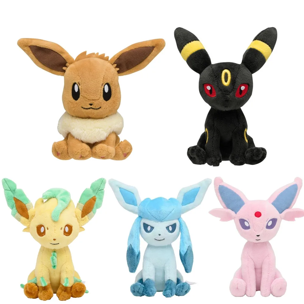 

Pokemon Fit Eevee Leafeon Espeon Umbreon Glaceon Eeveelution Nine evolutionary forms Kawaii Plush Anime Stuffed Doll Kids Gift