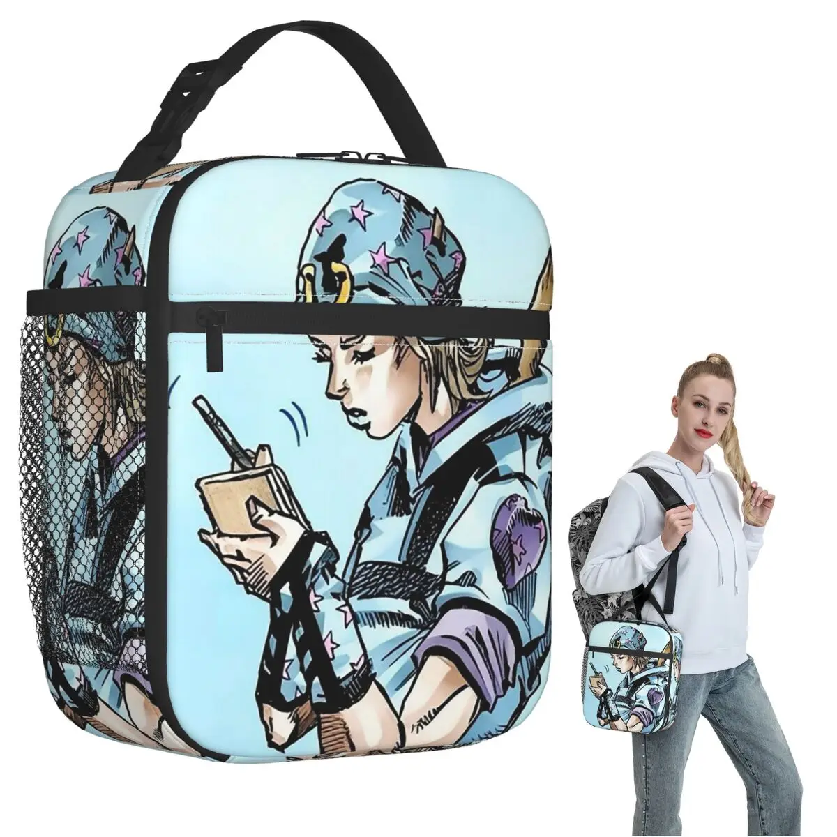 Anime Johnny Joestar JoJo's Bizarre Adventure Insulated Lunch Bag for Women Kids Portable Food Boxes Thermal Lunch Box Tote
