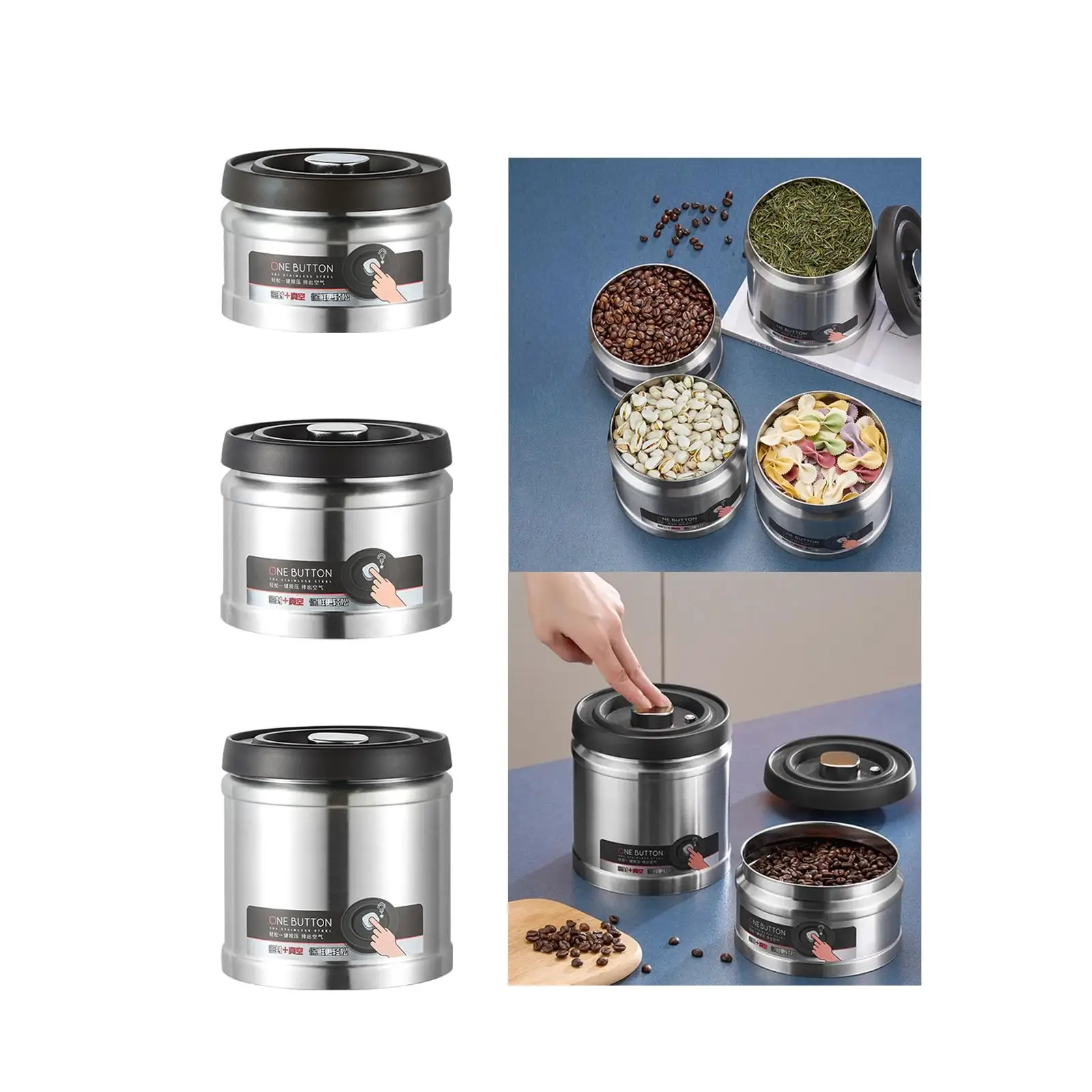 Stainless steel coffee canister, tea canister for loose tea, sugar, treats for