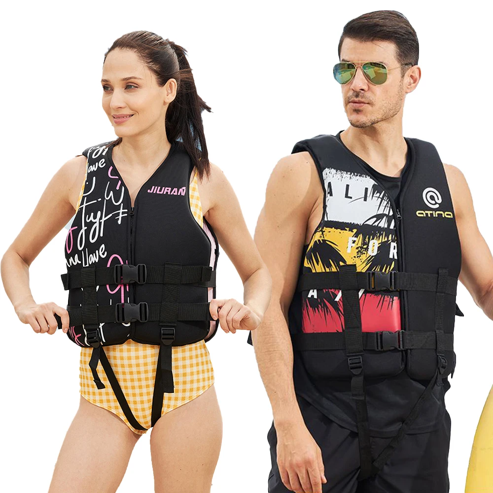 

New adult life jacket Fashion printing neoprene life jacket Water sports Floating swimming Fishing surfing safety life jacket