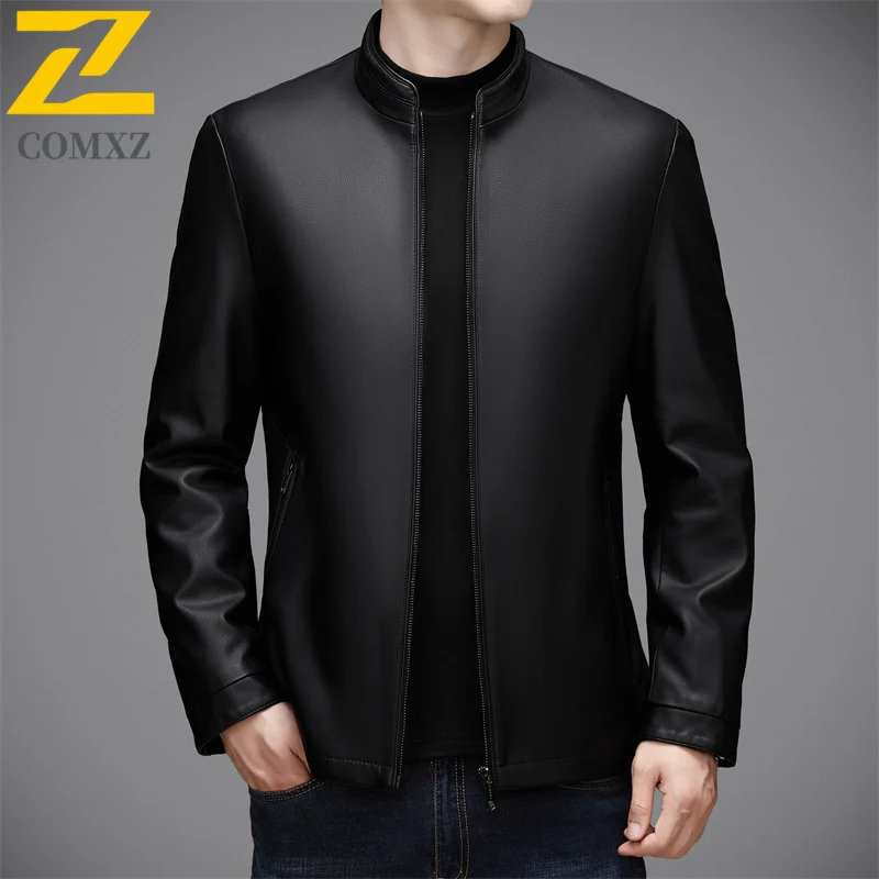 Mens Leather Jacket 2025 Lightw Luxurious Business Leisure Working Coat Premium Comfort Windproof Spring Autumn New Man Clothing